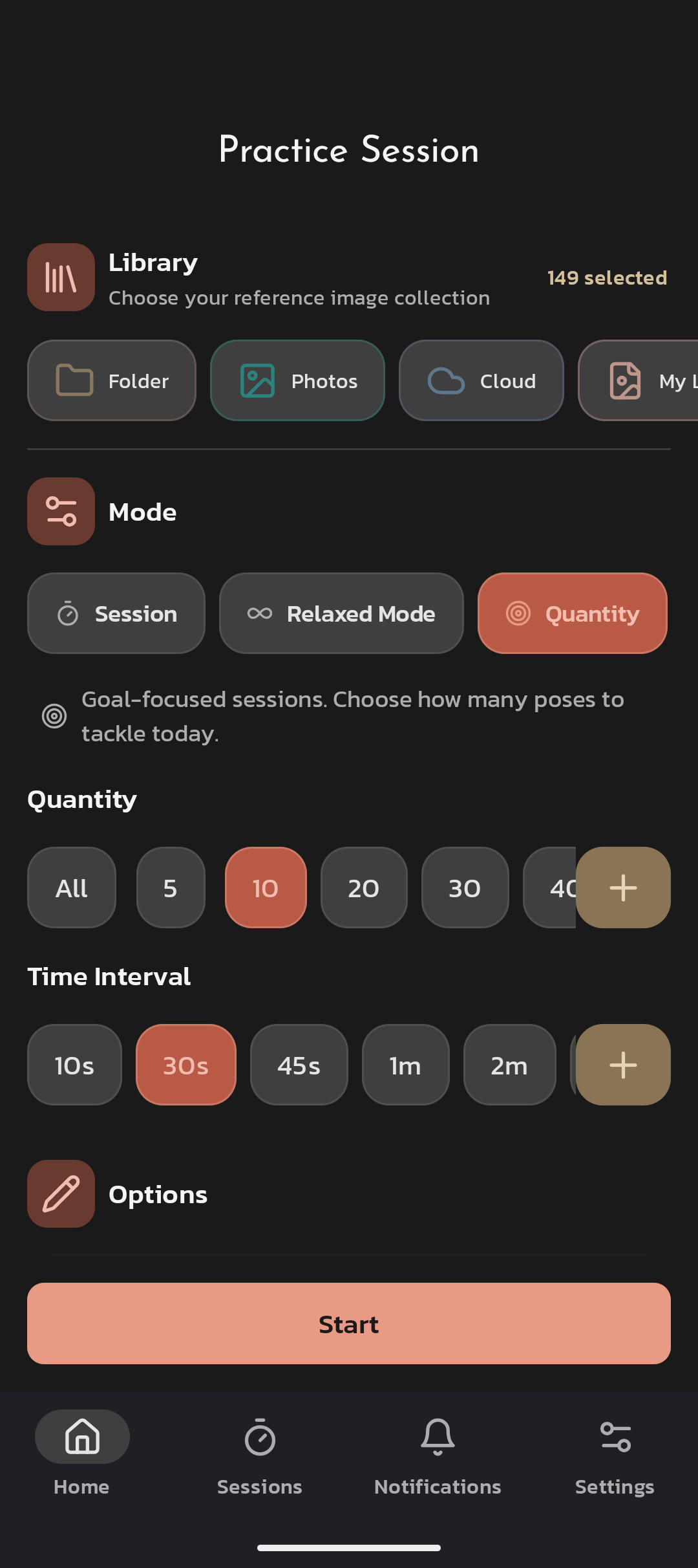 DrawGestures app — Practice Session screen